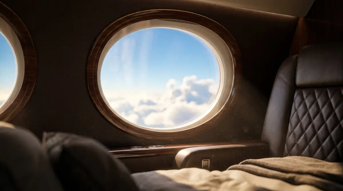 Cabin porthole at altitude